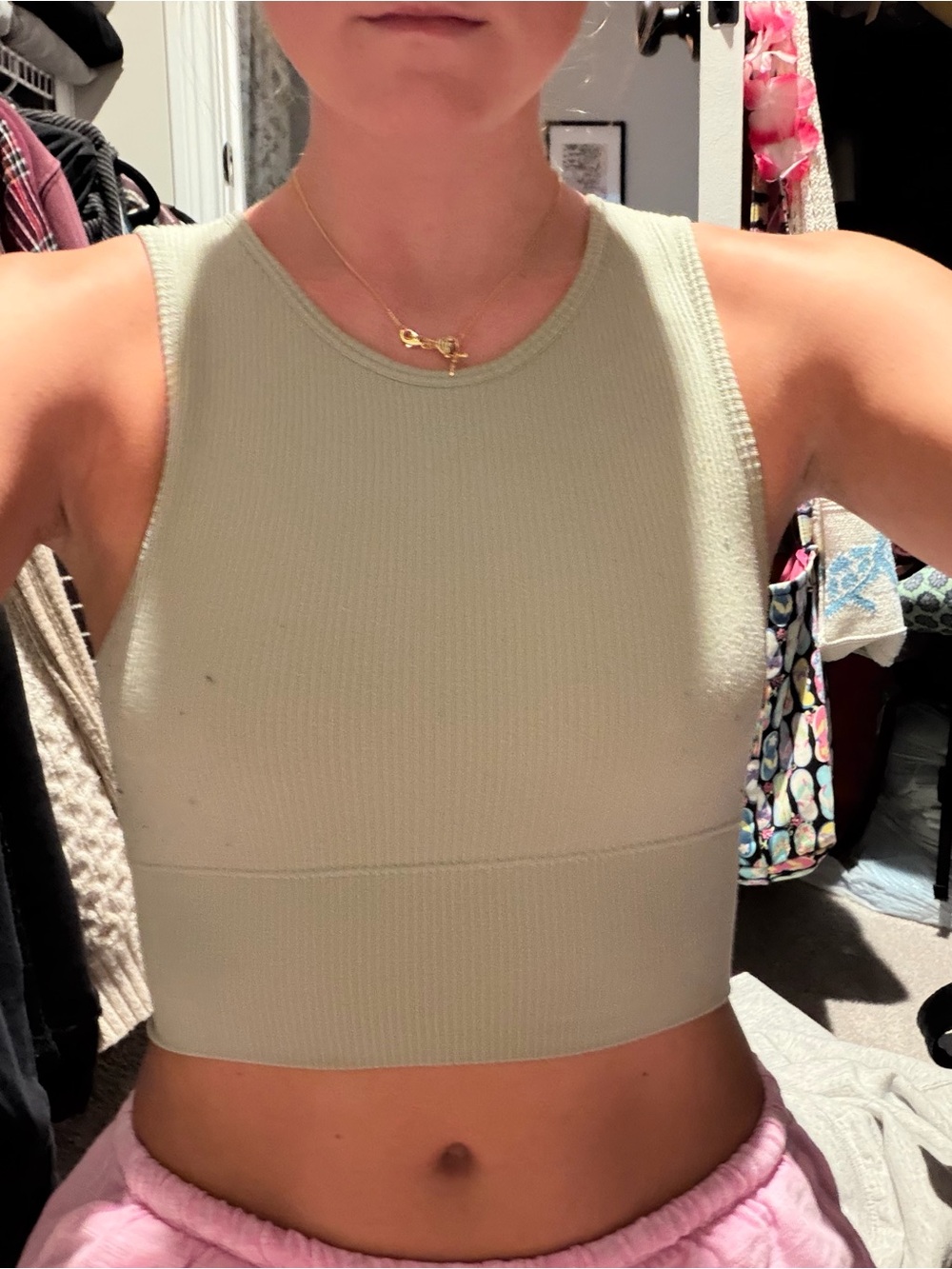 Wishlist Ribbed Crop Tank Top - Sage